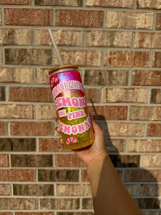 Pink Lemonade Glass Snow Globe Tumbler