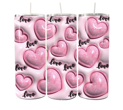 3D Pink Hearts 20 oz Tumbler