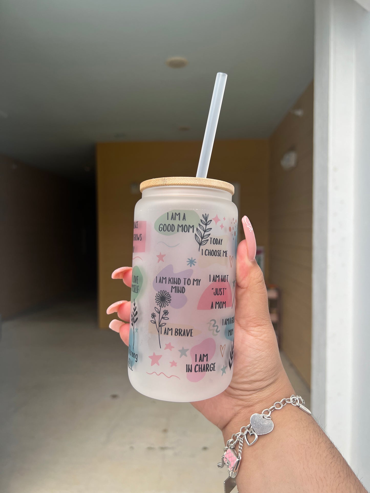 Mom daily affirmations frosted cup