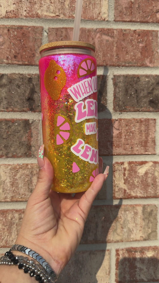 Pink Lemonade Glass Snow Globe Tumbler