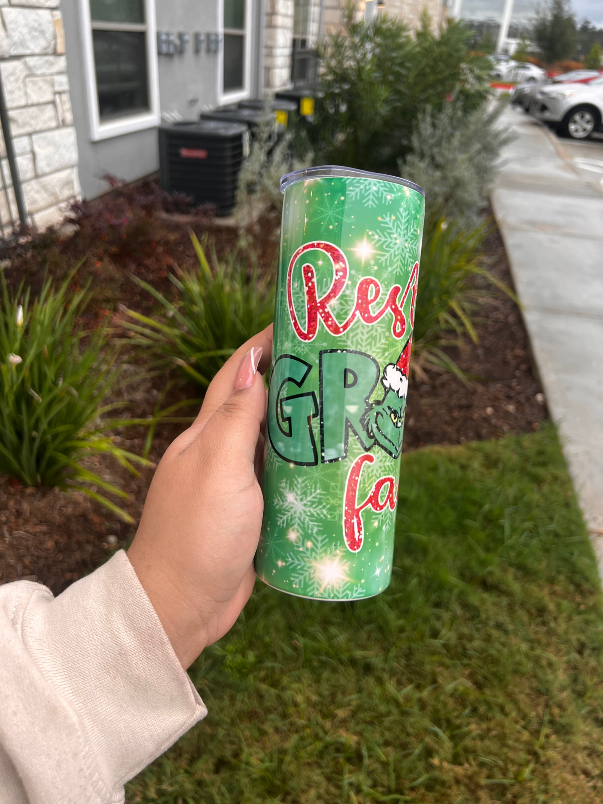 Resting Grinch Face Christmas 20oz Skinny Tumbler – Crash Landing