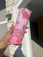 Valentine’s day letter tumbler