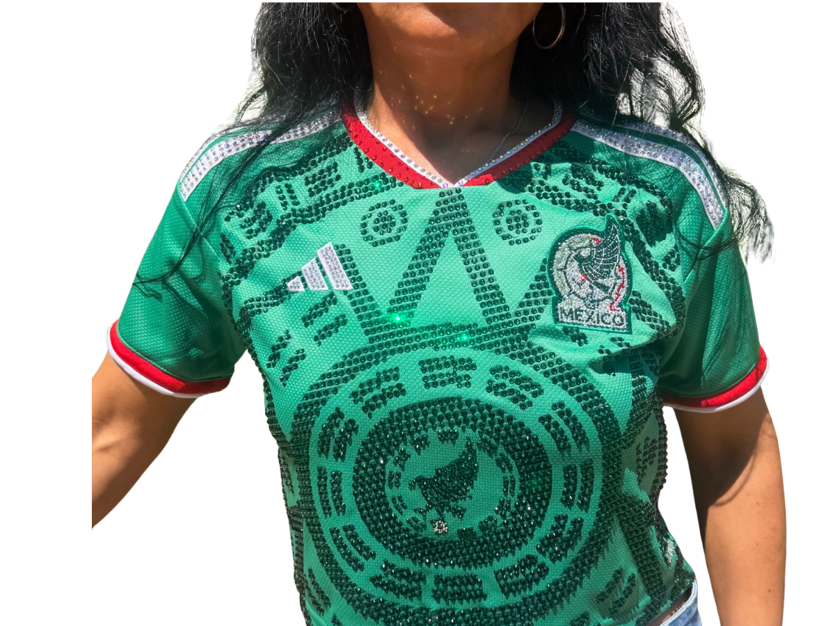 Bling Mexico Soccer Jersey Crop Top