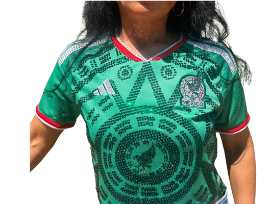 Bling Mexico Soccer Jersey Crop Top