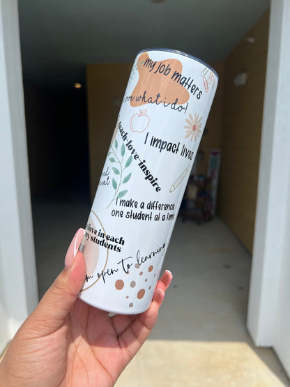 Teacher affirmations tumbler