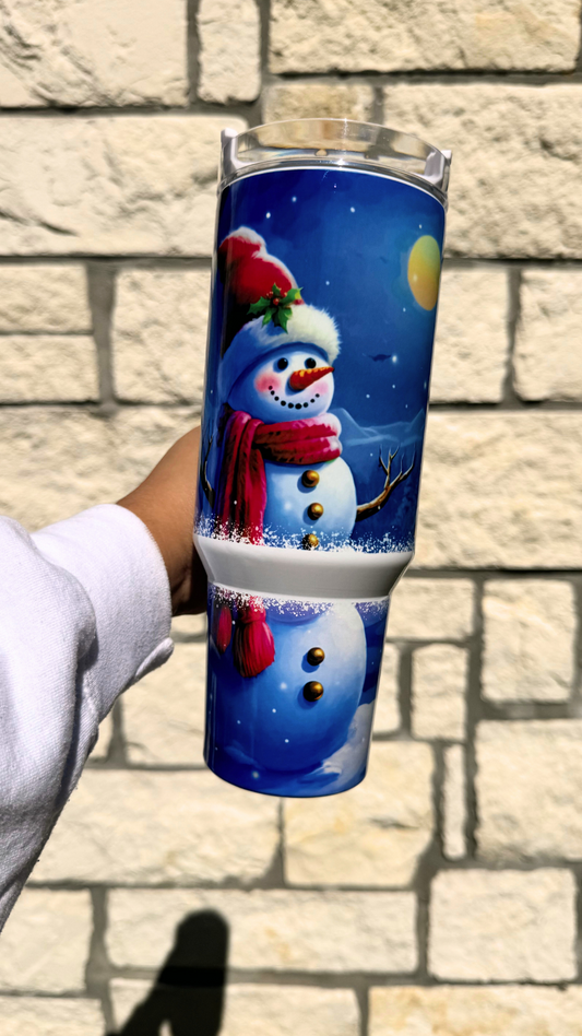 Blue Snowman 40 oz Tumbler