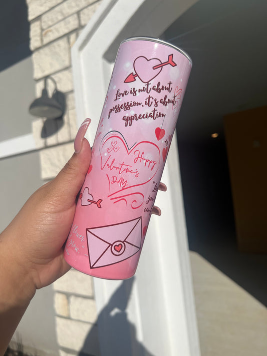 Valentine’s day letter tumbler