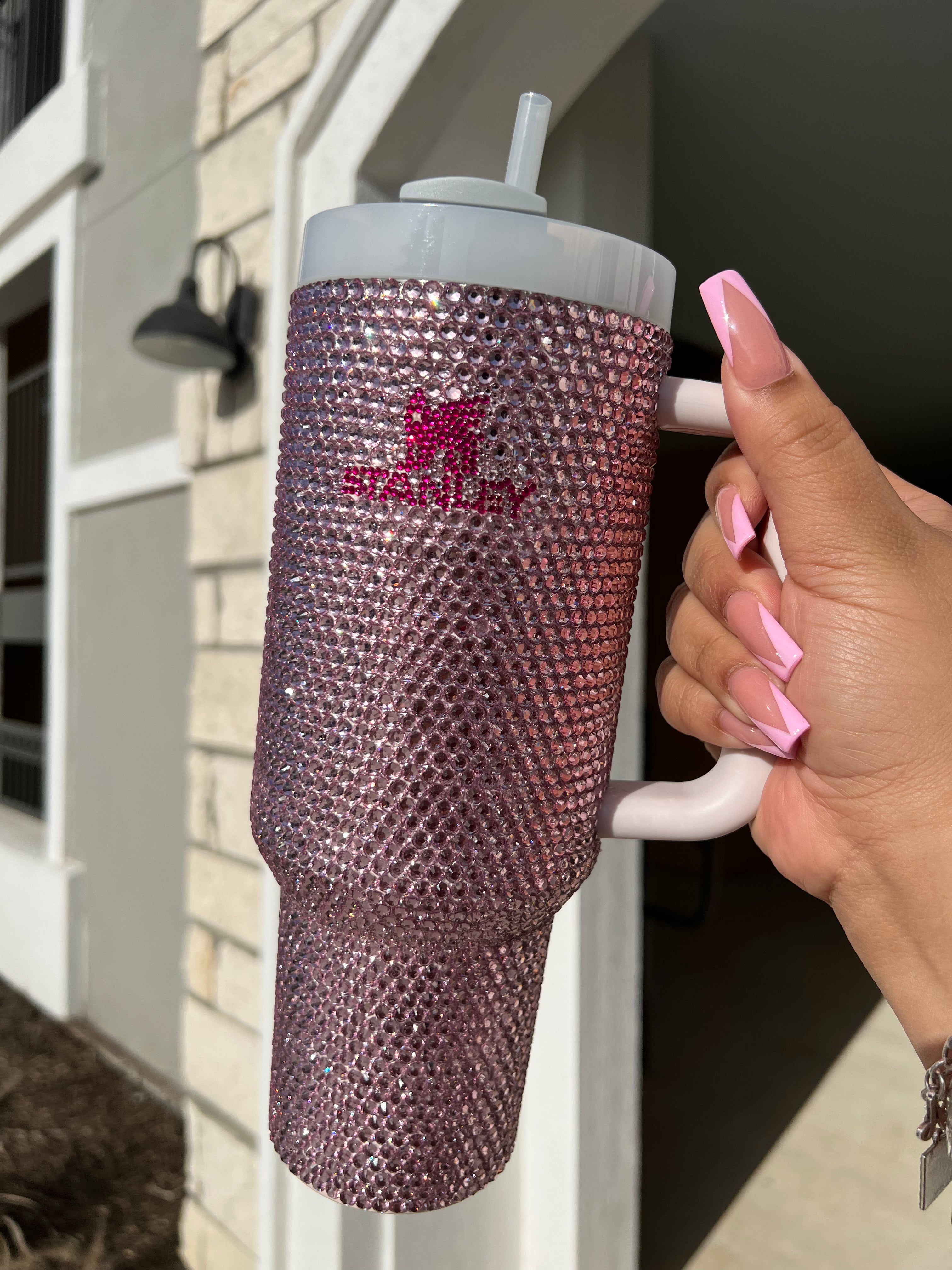 Customized Hot Pink Leopard Glitter Stanley Tumbler Pink Glitter Tumbler  Personalize Yeti Tumbler Stanley Dupe 