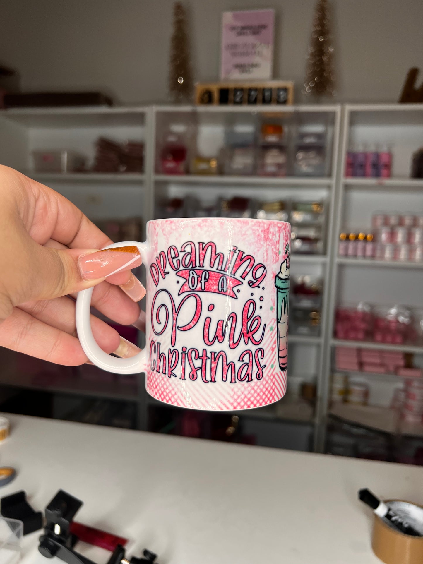 Pink Christmas Mug